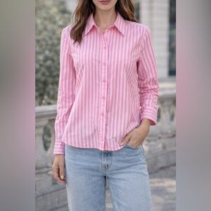 Willi Smith pink on pink striped blouse. Size medium. 100%cotton pristine